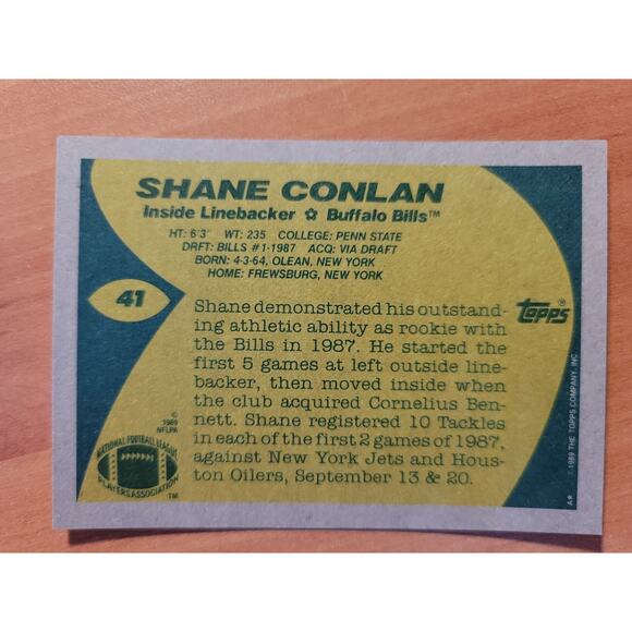 Shane Conlan 1989 Topps #41 - All Pro - Buffalo Bills - NFL - Fresh Pull - Picture 2 of 2